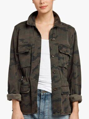New James Perse utility military style jacket camo print size 2 Medium NWT